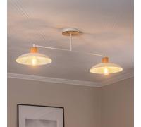 EMIBIG LIGHTING Kobe ceiling light, 2-bulb, steel, wood, white