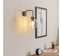 EMIBIG LIGHTING Lukka wall light, 1-bulb, black/clear