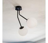 EMIBIG LIGHTING Nova ceiling light, black/opal, 2-bulb