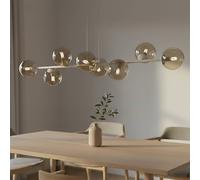 EMIBIG LIGHTING Rossi pendant light, beige, length 130 cm, 8-bulb, glass/metal