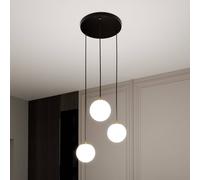 EMIBIG LIGHTING Royal pendant light, 3-bulb, opal white/black, glass, E14
