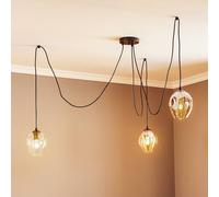EMIBIG LIGHTING Starla hanging light, glass graphite/amber/clear, 3-bulb, decentralised