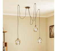 EMIBIG LIGHTING Starla hanging light, graphite glass, 3-bulb, off-centre