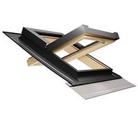Emica - Bilico Aluminium Roof Window | Habitat Line with Low Emissive Glass Window CE Certified | Internal Lamellar Wood First Choice | 140° Opening (45 x 55 Base x Height)