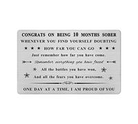 Emideary 10 Months Sober Engraved Wallet Card Inserts, 300 Days Sobriety Gifts for Men Women, Ten Months Clean AA Recovery Sobriety Card