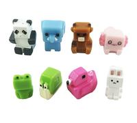 EMiEN 8 Pieces Mini Pixel Animals Square Animal,Miniature Ornament Kits, Tiny Animals Figurines, Panda, Flamingo, Rabbit, Hexagonal Salamander, Frog, Snail, Elephant, Cow