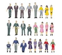 Emiif 50 Seated Standing Model People Mini Figures 1:50 Scale 6 Model Benches 1:75 Scale Railway Train Layout Scenery Decoration