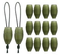 Emiif 60 pcs Feeder Fishing Stop Bead Dacron Connectors, Green Rubber Elastic Carp Rig Bait Holder for Coarse Fishing Terminal Tackle