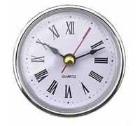 Emiif 65MM Quartz Clock Inserts Movement Roman Numerals Gold Trim Replacement DIY Parts White Face Clear Lens (Silver)