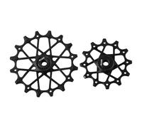 Emiif Bike Rear Derailleur Pulley Wheels 12T+16T Aluminium Alloy Ceramic Ball Bearing Narrow Wide, Compatible with Sram, 2 Pack