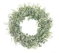 Emiif Eucalyptus Wreath for Front Door, 20 Inch Eucalyptus Wreath with Olive Leaves, Handmade Green Spring Summer Wreaths