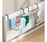 Emiif Radiator Towel Rail - Metal Clothes Drying Rack Space Saving Heater Accessory No Drill for Bathroom Bedroom Kitchen Laundry(Black-Small)
