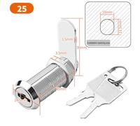 Emiif Small Cam Lock, Zinc Alloy Cabinet Lock for File Cabinet, Mailbox, Tool Cabinet, 16/20/25/30mm (25MM)