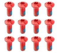 Emiif Stainless Steel T25 Mountain Bike Disc Brake Screws M5 x 11.5 Fixing Bolts for Rotor, 12 Pcs Blue(Red 12card)