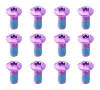 Emiif Stainless Steel T25 Mountain Bike Disc Brake Screws M5 x 11.5 Fixing Bolts for Rotor, 12 Pcs Blue(Purple 12card)