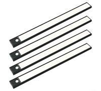Emiif Wireless LED Motion Sensor Light Strip for Ultra-Slim 20cm, Magnetic Battery Operated Cabinet Lighting with 3 Modes for Kitchen Wardrobe Stairs Hallway, White or Black Finish, 4-Pack(black)