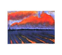 Emil Nolde Prints Canvas Art Evening Landscape North Frisia Famous Abstract Seascape Painting Reproduction Emil Nolde Wall Decor for Living Room Bedroom bathroom kitchen 105x70cm(41x28in)Frameless