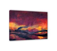 Emil Nolde Prints Canvas Art Red Sea with Setting Sun Steamship Famous Abstract Seascape Painting Reproduction Emil Nolde Wall Decor for Living Room Bedroom bathroom kitchen35x30cm(14x12in)Frame
