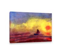 Emil Nolde Seascape Canvas Wall Art Sailors and the Sinking Sun Famous Painting Emil Nolde Giclee Poster Picture Artwork Wall Decor for Living Room Bedroom Office Home Decor70x50cm(28x20in)Frame