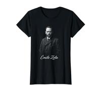 Émile Zola Realistic French Author Portrait Value Graphic T-Shirt, Women, Black, L