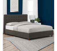 emilia fabric double bed in grey