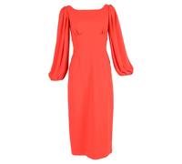 Emilia Wickstead Preloved Midi Bishop Sleeve Dress In Red Polyester Red