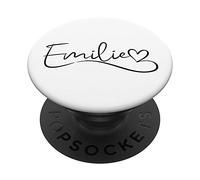 Emilie Name Personalised Heart Calligraphy White PopSockets Swappable PopGrip