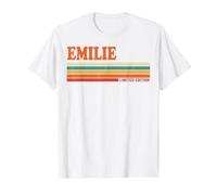Emilie Retro Personalized First Name Vintage Stripes Value Graphic T-Shirt, Men, White, L