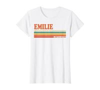 Emilie Retro Personalized First Name Vintage Stripes Value Graphic T-Shirt, Women, White, M