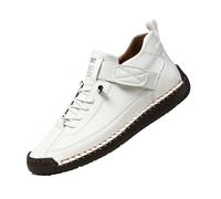 Emiline Comfortable Orthopedic Sneakers, Handmade Leather Comfy Shoes,Men's Soft Comfort Arch Support Boots (White,9.5)