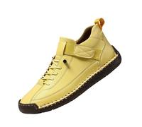 Emiline Comfortable Orthopedic Sneakers, Womens Leather Comfy Shoes Mens Soft Slip on Arch Support Flats Ankle Boots Outdoor (Yellow,8.5)