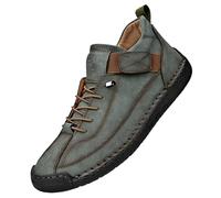 Emiline Comfortable Orthopedic Sneakers, Womens Leather Comfy Shoes Mens Soft Slip on Arch Support Flats Ankle Boots Outdoor (Army Green,5)