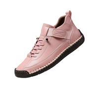 Emiline Comfortable Orthopedic Sneakers, Womens Leather Comfy Shoes Mens Soft Slip on Arch Support Flats Ankle Boots Outdoor (Pink,4.5)