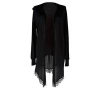 Emilio Pucci Women's Preloved Lace-Trimmed Open Cardigan Sweater in Black Silk | Size: Small