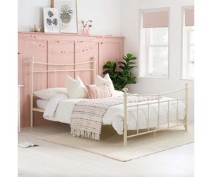 Emily 135cm 4FT6 Double Cream Ivory Metal Bed Frame Bedstead Sprung Base