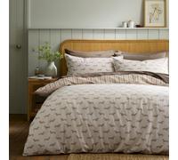 Emily Bond Brushed Peggy Dachshund Cotton Reversible Single Duvet Cover Set With Pillowcase Cream