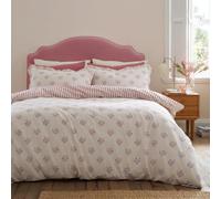 Emily Bond Hand Gathered Posy Cotton King Duvet Cover Set Cream/Red