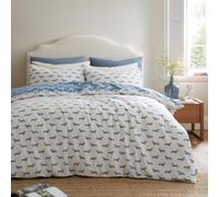 Emily Bond Peggy Dachshund Cotton King Duvet Cover Set Cream/Blue