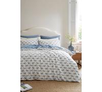 Emily Bond 'Peggy Dachshund' Cotton Reversible Duvet Cover Set in Blue | Size: Double Emily Bond Blue Double