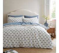 Emily Bond Peggy Dachshund Cotton Reversible Single Duvet Cover Set With Pillowcase Cream / Blue