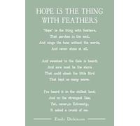 Emily Dickinson Hope is the thing with feathers poem art print (green). Size A4