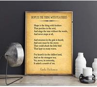 Emily Dickinson Poems - Hope Is The Thing With Feathers | Literary Gifts Motivational Posters for Office | Giclee Wall Art Vintage Living Room Wall Decor Poems Prints (5 x 7, Vintage)