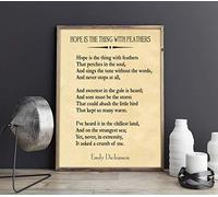 Emily Dickinson Poems - Hope Is The Thing With Feathers | Literary Gifts Motivational Posters for Office | Giclee Wall Art Vintage Living Room Wall Decor Poems Prints (11.7 x 16.5 (A3), Parchment)