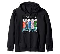 Emily in Paris Fashion Sketch Panel Portrait Zip Hoodie