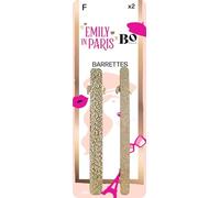 Emily in Paris x Bo Paris - Set of 2 Gold Flat Barrettes - Chic Hair Accessories - Shiny Metal Effect Finish - Subtle and Elegant Hold