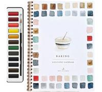 Emily Lex Studio Flowers Watercolor Workbook,Water Color Book for Adults Kids Teens Beginner-Friendly,Watercolor Paint Set,Art Draw Sketch Books with 12 Colors Paint Set and Brush(#g)