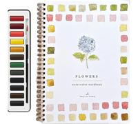 Emily Lex Studio Flowers Watercolor Workbook,Water Color Book for Adults Kids Teens Beginner-Friendly,Watercolor Paint Set,Art Draw Sketch Books with 12 Colors Paint Set and Brush(#h)