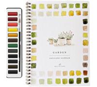 Emily Lex Studio Flowers Watercolor Workbook,Water Color Book for Adults Kids Teens Beginner-Friendly,Watercolor Paint Set,Art Draw Sketch Books with 12 Colors Paint Set and Brush(#a)