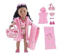 Emily Rose 18 Inch Doll Clothes 6 Piece Tankini Swimsuit Gift Set with Sunglasses, Carry Bag and Sandals, Compatible with 18 Inch American Girl Dolls