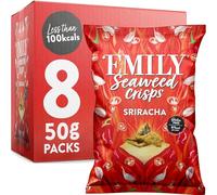 EMILY Seaweed Crisps Sriracha Flavour | Healthy Nori Snack | Iodine, High Fibre | Gluten-Free, Vegan Friendly | Snacking & Parties | Abakus | 8 x 50g Packs